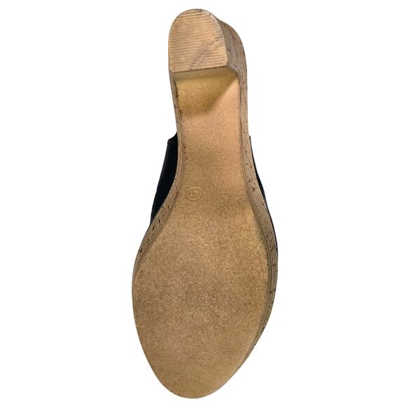 Spring Step Comfort 3" Cork-Heel Black-Perforated-Leather Women 41-10.5 Sandals - Picture 7 of 7